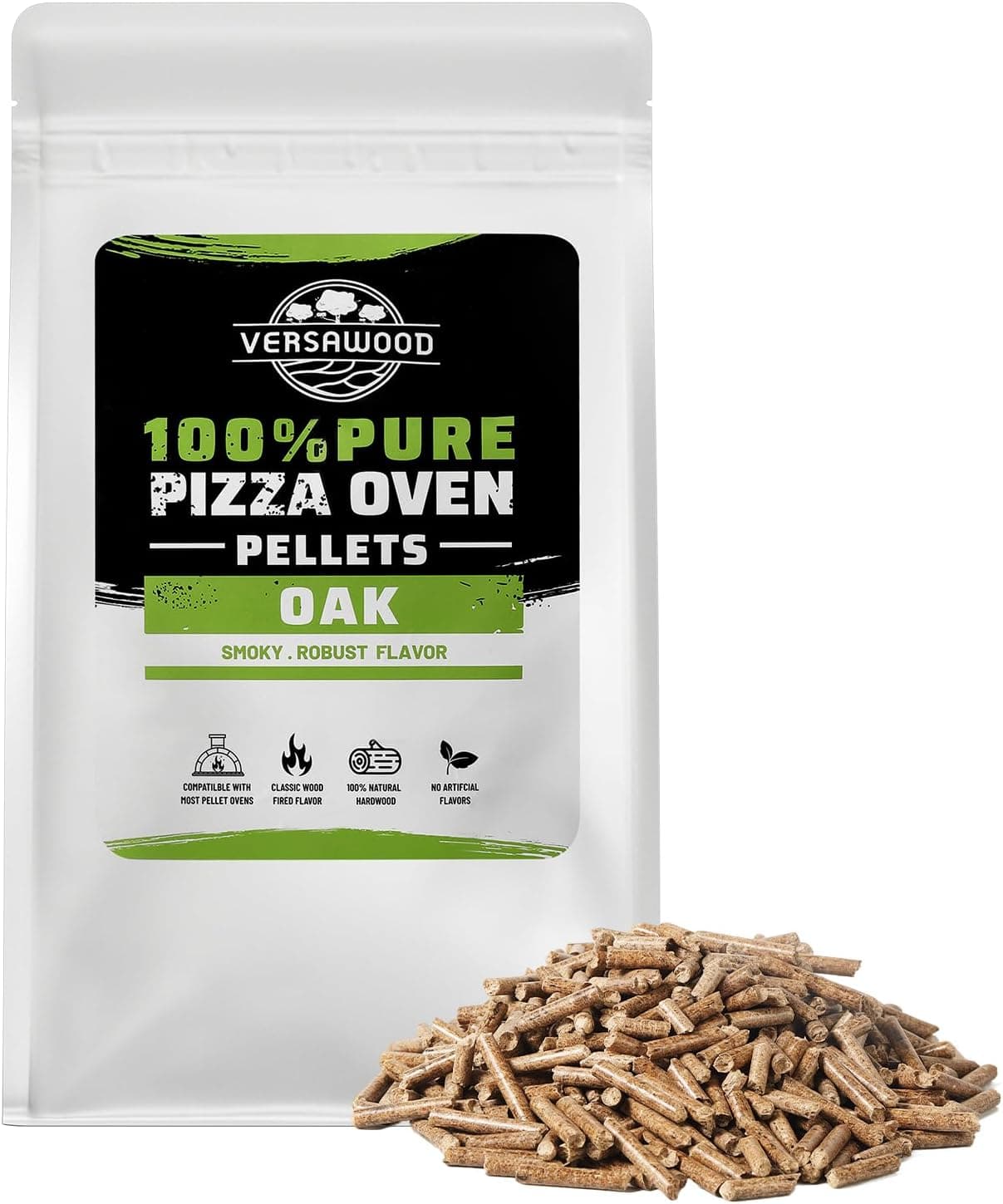 VERSAWOOD Oak Wood Pellets - 100% Natural Hardwood for Pizza Oven & Smoker - Kiln-Dried, Additive-Free, 10lb Bag