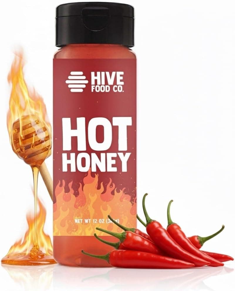HIVE Food Co. Hot Honey - 100% Pure American Unfiltered Honey with Cayenne Pepper & Aged Balsamic, 12oz Squeeze Bottle