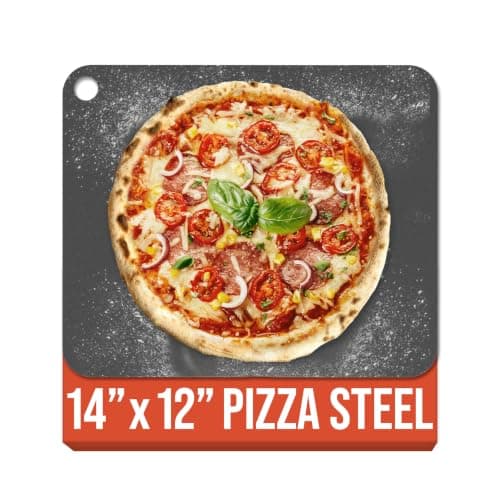 Chef Pomodoro Pizza Steel for Oven 14x12", 1/4" Thick, With Lifting Holes