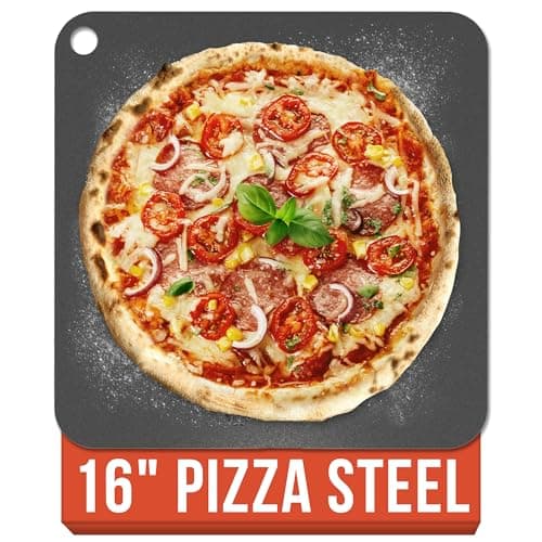 Chef Pomodoro Pizza Steel for Oven 16"x16", 1/4" Thick, With Lifting Holes