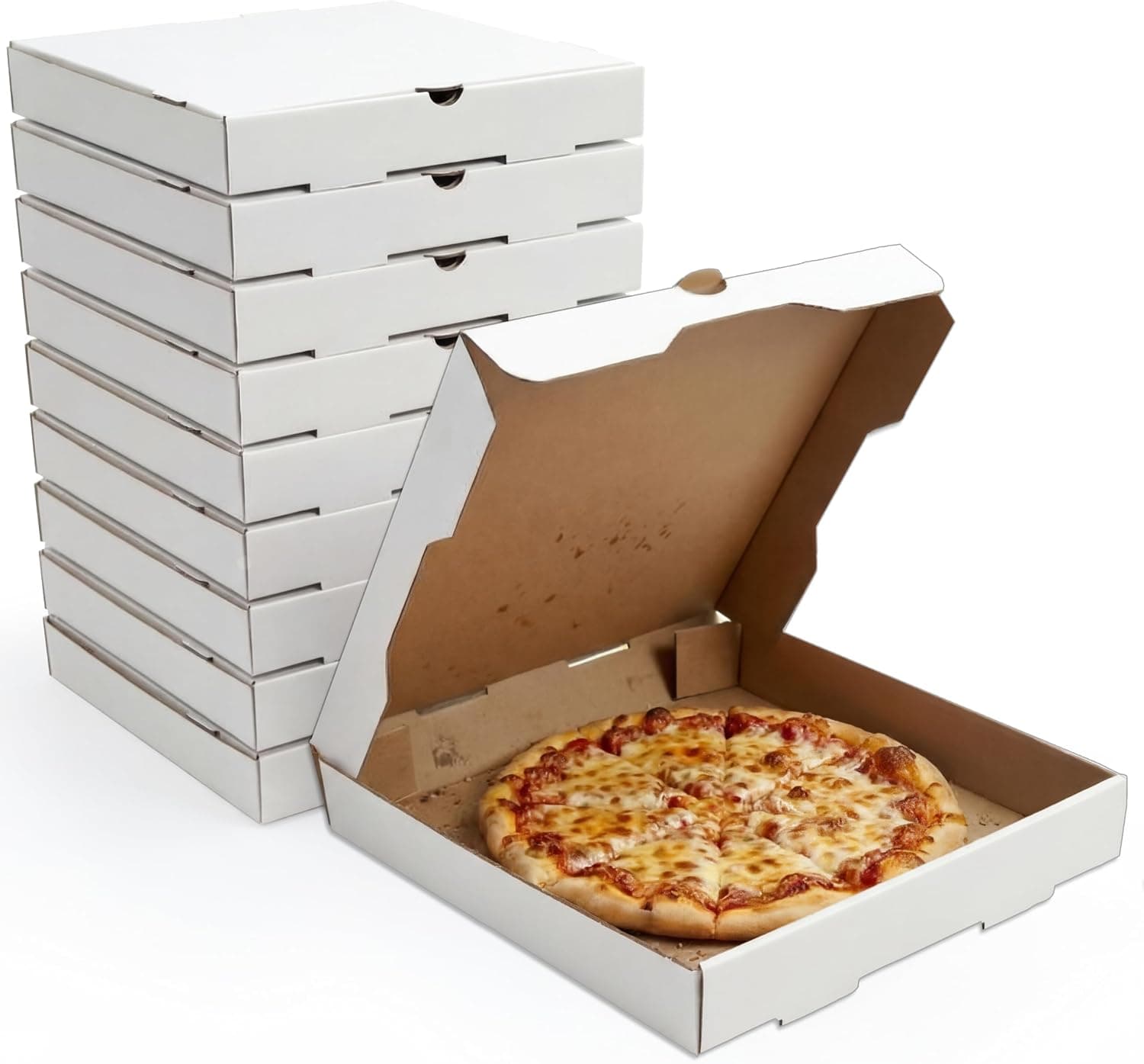 BOARDS+ Pizza Boxes 12 x 12 x 1.75 Inches (20 Pack) White Corrugated Cardboard Pizza Boxes