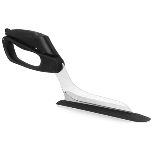 Tazoueoo Pizza Scissors with Serving Tray, 12-Inch Stainless Steel | Lockable pizza cutter with spring action and pan-friendly base for clean slicing, lifting and serving
