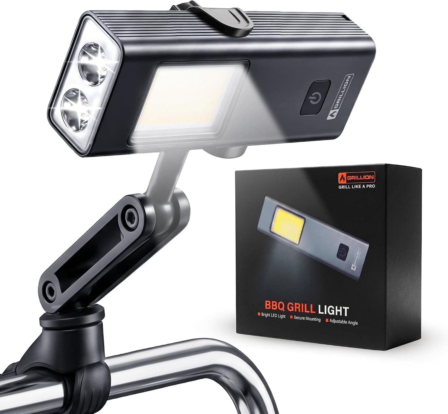 GRILLION Magnetic Grill Light - Rechargeable BBQ Grill Light with 360 Adjustable Mount, Ultra Bright COB LED