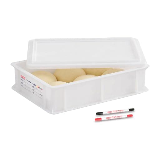 GATBO Pizza Dough Proofing Box with Lid, Commercial Food Grade Stackable Bread Proofing Container with Label Sticker & 2 Erasable Markers, BPA Free, Fits Up to 6 Dough Balls