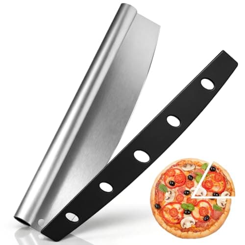 VRYTOR Pizza Cutter Rocker Blade, 14IN Pizza Knife Rocker with Sharp Blade | Premium Pizza Rocker Blade Slicer with Protective Cover - One-Motion Effortless Slicing for Perfectly Even Slices