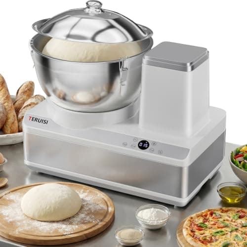 TERUISI Commercial Dough Mixer, 13.8QT Electric Dough Maker with LED Display Timer Ferment Function, Countertop Bread Mixer Kneading Machine, Stainless Steel Removable Bowl for 18LBS Flour Pizza,110V
